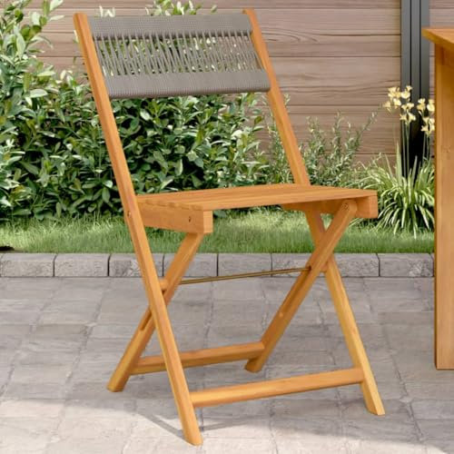 Tidyard Chaises de bistrot Lot de 2 Gris Bois d'acacia et Corde Chaises de Bar Tabouret Haute, Chaise Haut pour Cuisine Salon Salle à Manger Café