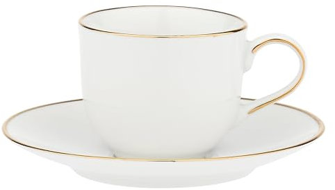 LA PORCELLANA BIANCA - Tazzina Caffè con piattino in porcellana, capacità 90ml, collezione Maestà