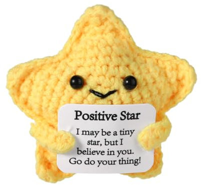 lasuroa Positiver Stern, Gehäkelter Stern Positive Gestrickte Mini-Puppe Inspirierende Häkel Geschenke Emotionale Unterstützung Häkeln für Partydekoration Ermutigendes Geschenk
