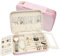 Boxudeli Boîte à bijoux de voyage en velours Grande boîte à bijoux portable Petit organiseur de bijoux pour boucles d'oreilles Boîte de rangement pour bijoux de voyage pour femme (Rose)