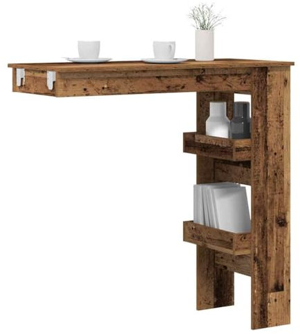 WKIEQACO Tische, Küchen- und Esszimmertische, Wand-Bartisch, Altholz, 102 x 45 x 103,5 cm, Holzwerkstoff