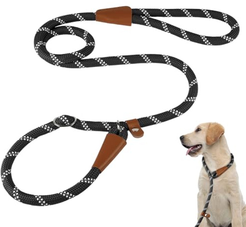 Aomig Schleppleine Verstellbarer Hundeleine Training Outdoor Schwarz | Reflektierend Leine Führleine Nylon Bequemen Gepolsterter Griff Laufleine Trainingsleine Welpen Kleine Mittlere Hund Katzen