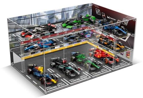 Acryl-Display-Vitrine Kompatibel mit Lego 77242-77251 Racing Model Parking Building, Staubdichte, transparente HD-Hintergrundvitrine für Lego-Rennwagen (nur Box, kein Modell)
