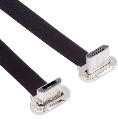 chenyang Kurzes flaches Micro USB-Kabel, USB 2.0 Micro USB 5-polig doppelt um 90 Grad abgewinkelt 5V/2A Schnelllade-Datenverlängerungskabel 0,52 Fuß