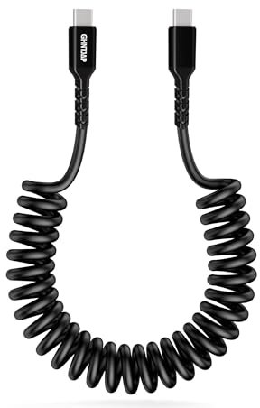 GHNTJAP USB C Spiralkabel,[0.4M-1.2M] 60W USB C Schnellladekabel und Datenkabel für Android Auto,Carplay,iPhone 16 15 Pro Max,Galaxy S24 S23 S22,MacBook,iPad Pro-Schwarz