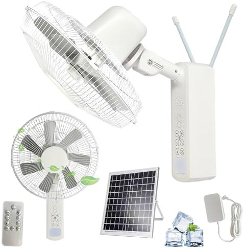 MZQMK 14 In Wall Mount Fan Oscillating Solar Wall Fan 6 Speed High Velocity Wall Mounted Fans Heavy Duty For Garage, Patio, Industrial, Shop, Commercial Indoor Outdoor