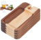 UNICRAFTALE 4Pcs Wine Appetizer Plates Natural Woods Cocktail Plate with Glass Holder Camel Cheese Board with Wines Holders 21x12x1.5cm for Family Gatherings Picnic Parties