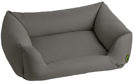 HUNTER Orthopädisches/Ergonomisches Hundesofa LIVO, Farbe: grau, für Hunde mit Gelenk- und Rückenproblemen, mit Memoryschaum-Flocken, weich, elegant, Rutschhemmend, Made in Europe, Größe: M