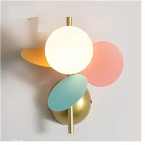 Nordic LED Macaron Wand Lampe Mädchen Innen Dekor Minimalistischen Stil Kreative Bunte Nacht Kinderzimmer Beleuchtung Leuchten(Warm,1 head color)