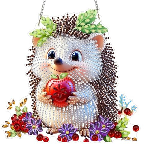 CEOVR Igel Diamant Painting Bilder Erwachsene Kits,Diamond Painting Ornament Kits Süßer Igel,20x19.3cm,Diamant Malerei Ornament für Wand Dekoration