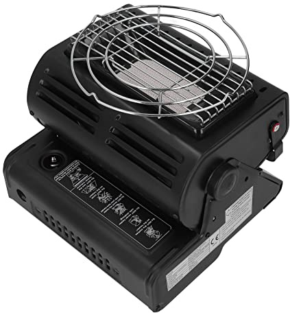 Kikumi Chauffage à Gaz Portable à Double Mode D'admission de Gaz pour Le Camping, la Pêche, avec Mode de Chauffage en étoile, Dispositif de Contrôle de la Température, Valve de