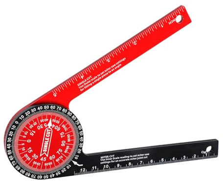 18.5cm/7.3in Miter Saw Protractor, Aluminum Miter Protractor for Inside/Outside Corner Measurement Angle Finder Tool with Precision Engraved Scales for Carpenters Plumbers DIY Projects