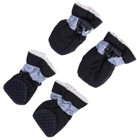 HYTROVE Hundestiefel rutschfest Größe 6 Corduroy für Kleine Hunde | Schwarz, für Strand und Deck, Tragbar, Schützt Pfoten und Möbel, Warme Ausführung