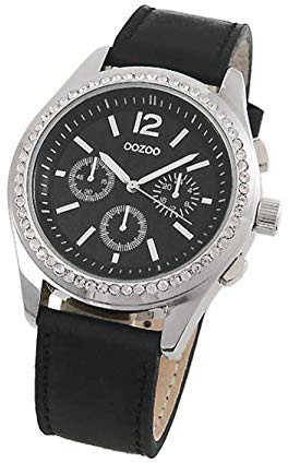 Oozoo Junioruhr Damenuhr mit Lederband Quarz Strass 36 MM Durchmesser