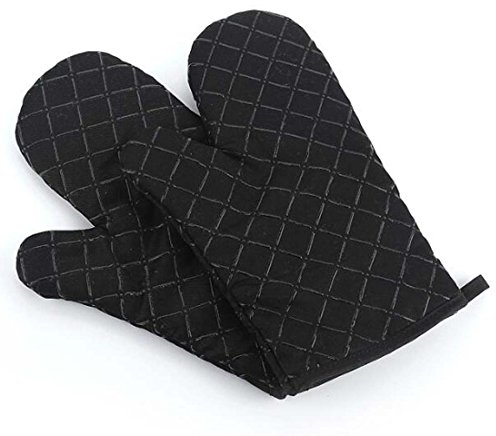 Ancdream Cooking Series Resistente al Calor/Guantes de Silicona de Aislamiento Pot Holder Horno Mitt para Barbacoa/Horno/Panadería - Negro