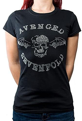 Avenged Seven Fold Damen Avenged Sevenfold Death Bat with Rhinestone Application T-Shirt, Schwarz, XXL