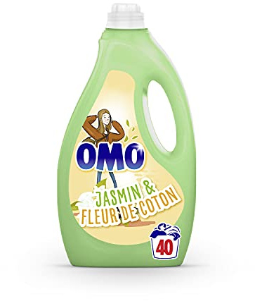 Omo Lessive Liquide Jasmin & Fleur de Coton Formule Testée Dermatologiquement, 2L