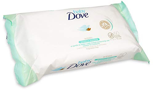 Dove Baby Wipes, Sensitive Moisture, 50 Wipes Count (Pack of 12)