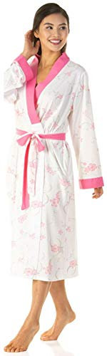 Ladies Luxury Jersey Polycotton Long Dressing Gown UK 10-24 (18/20, Pink)