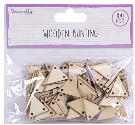 Dovecraft DCBS216 Essentials-Wooden Bunting-2.3x 2.3cm-Pre Drilled Holes-Triangle-Plain Wood Can Customised-100 Pieces-for Card Making, DIY, Papercraft, Party, Home Décor & Scrapbooking, One Size