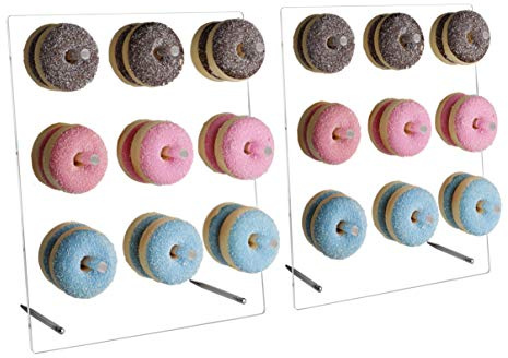 Acryl-Donut-Wanddisplay mit Staffelei-Ständer, transparent, Bagel-Donut-Halter, Brett für Partys, Süßigkeitentische, Hochzeits-Leckereien, Babypartys, 2 Stück