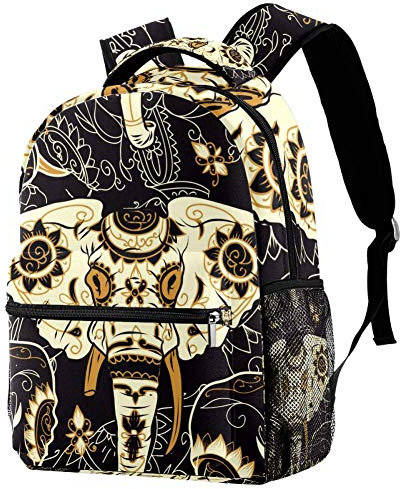 Lorvies Rucksack mit indischem Elefant mit floralem Ornament-Muster