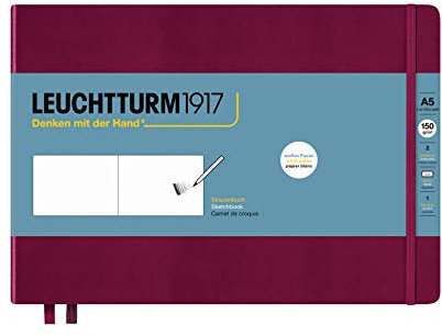 LEUCHTTURM1917 362367 Skizzenbuch Landscape (A5), Hardcover, 112 Seiten (150 g/m²), Port Red
