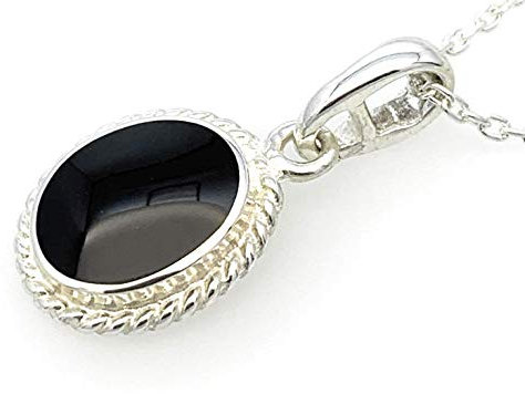 Whitby Jet and Sterling Silver Rope edge Pendant Handmade in Whitby