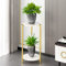 Tall Plant Rack Flower Stand Round 2 Tiers, Corner Small Coffee Table With Storage Shelf, White Marble Sofa Side Table, Golden Metal Frame End Tea Snack Table