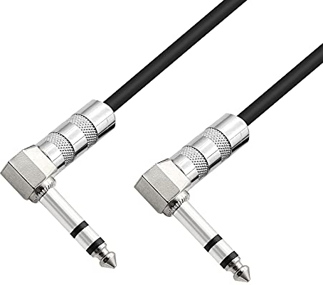 PNGKNYOCN Cable TRS de 50 cm de Ángulo Recto de 6,35 mm Macho a 6,35 mm de 90 Grados - Extensión de Audio Estéreo para Guitarra, Amplificadores, Mezcladores, Micrófonos y Más