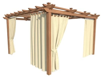 HOME DEKO Terrassenvorhang, Wasserdichter Gartenvorhang für Terrasse, Balkon, Pergola & Pavillon, Schlaufen mit Klettverschluss, Schutz vor Sonne, Regen & Wind, Cremefarben, 240 x 155 cm, 2 Stück