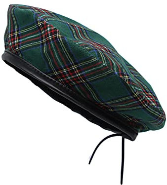 MarkMark YZF0083 Baskenmütze, kariert, Baumwolle, grün, M