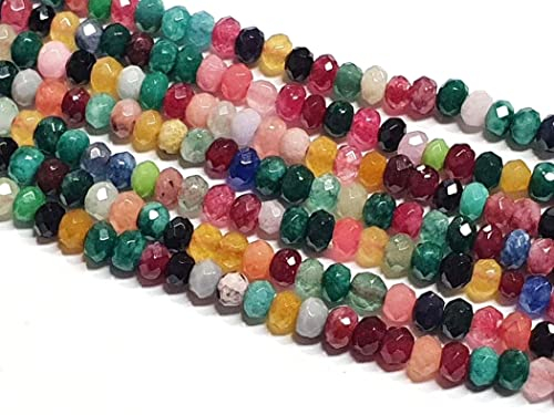 Edelstein Perlen Achat Stein 4mm 30Stk Facettiert Rondelle Edelsteine Halbedelstein Schmuckperlen Schmuckstein Kleine Perlen Kette (Gemischt)
