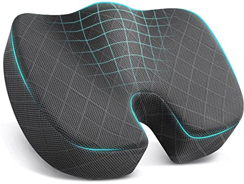 TushGuard Seat Cushion - Memory Foam Cushion for Office Chair, Car Seat, Airplane, Bleacher - Sciatica & Hip & Coccyx Pain Relief Desk Chair Cushion for Long Sitting Office Workers, Car Drivers