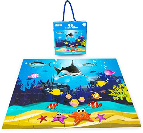 abeec Sea Life Puzzle 45 pc - Jigsaw Puzzles For Kids - Puzzle For 3 Year Olds - Sea Creatures Toys For Children - Shark Toys - Educational Toys For 3 Year Olds