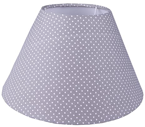 Clayre & Eef Lampenschirm Ø 23x15 cm Grau Weiß Baumwolle Synthetisch Punkte Stofflampenschirm