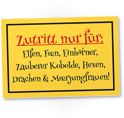 DankeDir! Zutritt nur für Elfen Feen Einhörner - 30 x 20 cm Schild - Geburtstagsgeschenk für Sie Türschild lustiger Spruch - Geschenkidee Partydeko Geschenk Freundin Party Deko