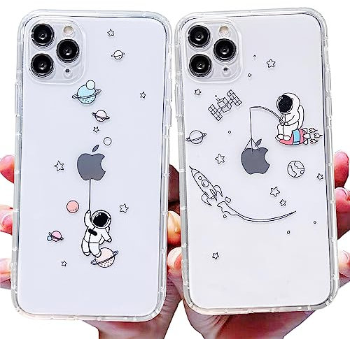 AMART für iPhone 11 Pro Hülle,2Pack Durchsichtig HandyHülle mit Astronaut Planet Stern Muster Hülle Transparent Ultra Dünn Weich Silikon Stoßfeste mit Motiv Schutzhülle für iPhone 11 Pro(5.8 zoll NUR)