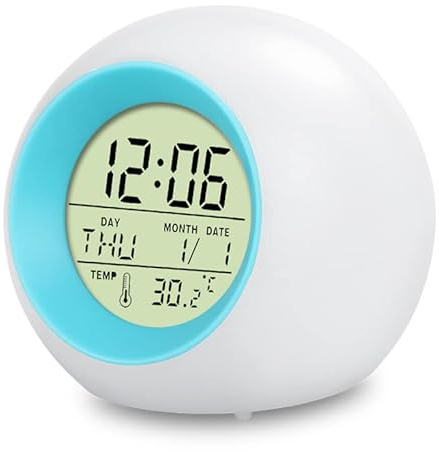 Xingdianfu LED Wecker Digital Kinder Alarmwecker Lichtwecker Stimmungslicht Nachttischlampe 7 Farben