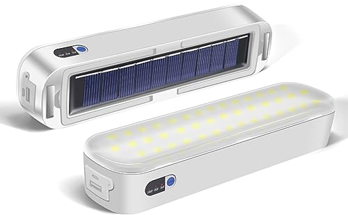 Civikyle 1-Stück LED Solar Laterne Campinglampe Magnetische Outdoor Zelt Licht 6000mAh USB Aufladbar Camping Zubehör Powerbank Notleuchte für Blockout (Weiß)