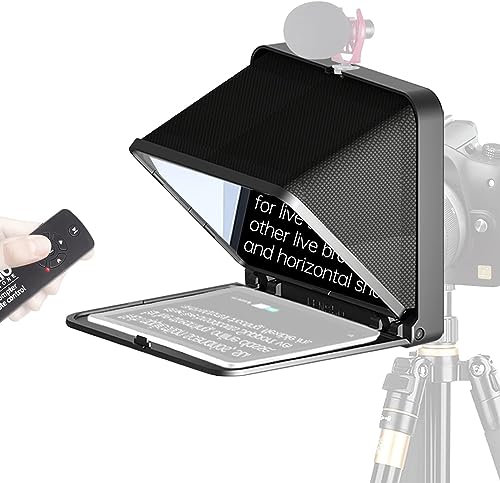 ERICAT Tragbarer Mini-Prompter mit Fernbedienung, einstellbarem Teleprompter, unterstützt Lenshorizontal-Vertikal-Weitwinkelaufnahmen, APP-kompatibel mit iOS- und Android-Systemen, für Live