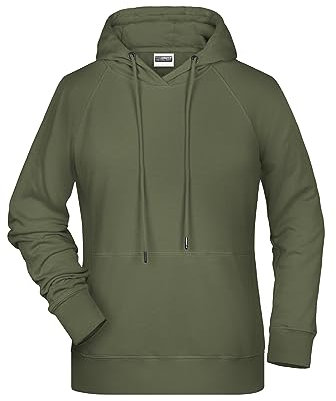 James & Nicholson Damen Kapuzensweat - Hochwertiger Hoody aus Bio-Baumwolle mit tailliertem Schnitt | Farbe: olive | Grösse: S
