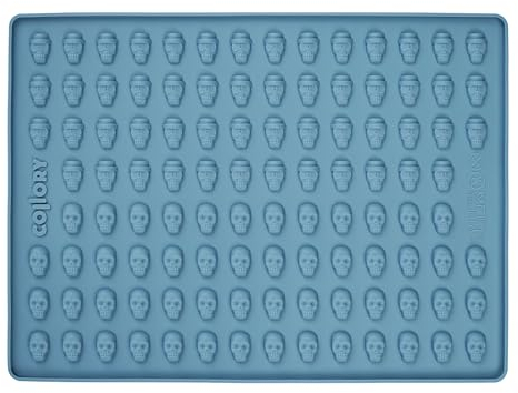 Collory Backmatte Hundekekse, Leckerlis in MINI TOTENKÖPFE (ca. 2cm), Silikon Schokoladenform für Halloween, Eisform, Lebensmittelecht & Bpa-frei