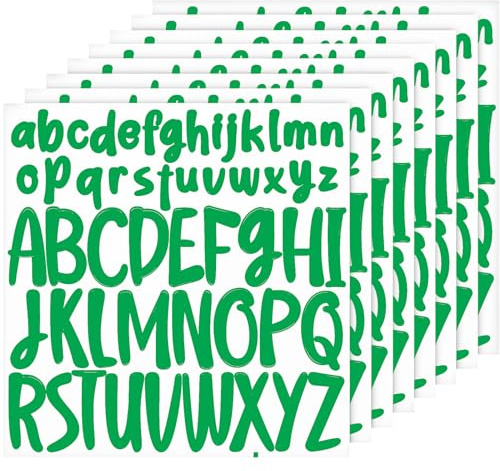 416St 8 Blatt Buchstaben Aufkleber, 2,5cm 5cm Groß und Kleinbuchstaben Alphabet Aufkleber Vinyl Buchstaben Aufkleber für Bastelarbeiten Scrapbooking Fenster Poster (Dunkelgrün)