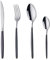 BISDARUN Edelstahl-Besteck-Set mit schwarzen Griffen, 1 Set, 4-teilig, titanbeschichtetes Besteckservice für 1, Besteck, Tafelgabel und Löffel