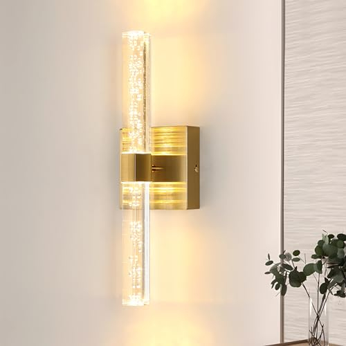 DELIPOP LED Wandleuchte Innen Gold, 12W 1350LM Wandlampe LED Moderne, Wandleuchten Acryl, Kreative Wandbeleuchtung Für Wohnzimmer, Treppen, Korridor, Schlafzimmer, Warmweiß 3000K