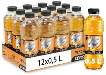 San Benedetto, Thè Freddo alla Pesca, 12x500 ml Bevanda Dissetante Analcolica, Gusto Fruttato, Tappo Click, Senza Zuccheri, Conservanti e Coloranti