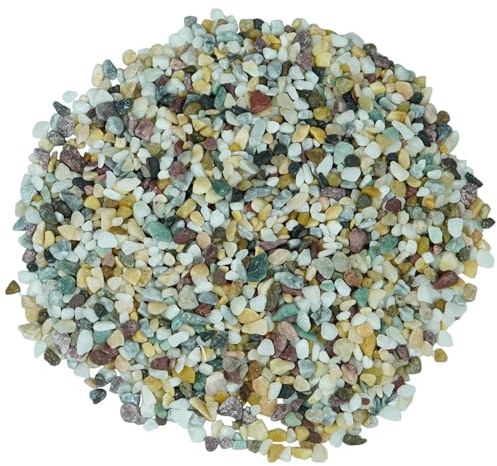Kieselsteinchen Mini Mehrfarbig poliert Fluss Sand Kies Garten Pflanze Aquarium Vase Bonsai drinnen und draußen dekorative Kieselsteine Flusskiesel (Color : 100g, Size : 6-9mm)
