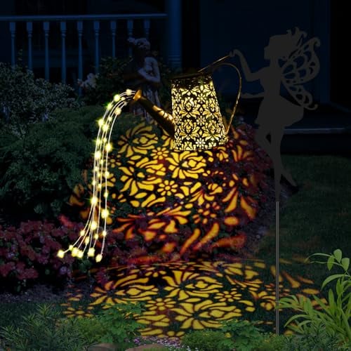 GuKKK Regadera Solar Luces Decoraciones de Jardín, Luces LED para Jardín con Diseño de Estrella, Impermeable LED Luz de Hadas Cielo Estrellado con Soporte, para Valla de Parque, Césped, Patio (B)