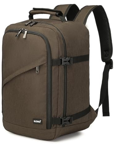 Kono Kabinentasche für Ryanair, Untersitz Reise Handgepäckrucksack, Kabinengröße 40 x 20 x 25 cm, 20 l, braun